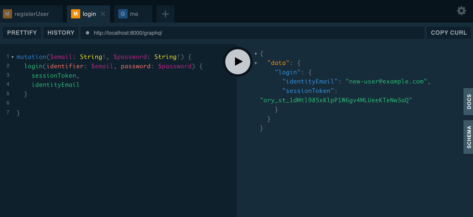 GraphQL Playground - Login Flow